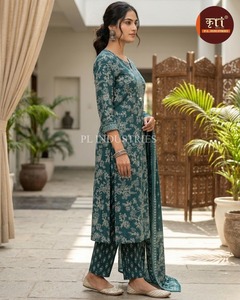 Ensemble de costume en coton cousu élégant pour femmes, tissu doux, look ethnique traditionnel, tenue de soirée, séchage rapide disponible - Product Image 4