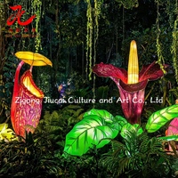 Lentera Sutra Tanaman Langka Hutan Hujan Raksasa Tradisional Zigong Tahan Air LED untuk Proyek Pencahayaan Festival