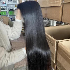 Rambut Virgin Peruvian 13X6 360 Frontal 40 Inci Renda Halus Lurus 100 Rambut Manusia Virgin 13X4 Rambut Renda Depan Wig Murah