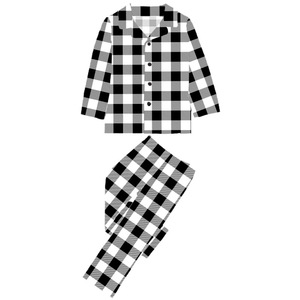긴 소매 클래식 흑백 격자 무늬 매칭 가족 크리스마스 잠옷 세트 2023 가족 매칭 크리스마스 잠옷 - Product Image 2