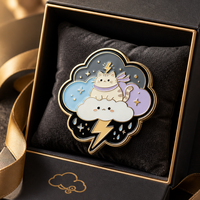 Épinglette en alliage de zinc émaillé souple For Cloud Lightning, design antique et moderne, badge métallique Kawaii pour veste et sac à dos, plaqué or