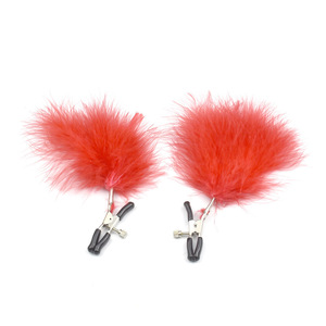 Pinzas para el pecho de felpa erótica, juguetes para adultos, coqueteo, aparatos femeninos, pinzas para el pecho, plumas coloridas, parejas, productos para adultos - Product Image 5