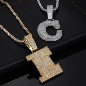 Colgante Hip Hop Personalizado con Letra Inicial, Estilo Iced Out, Plata 925 con Incrustaciones de Moissanita y Diamantes, Cadena de Joyería Chapada en Oro Real - Product Image 2
