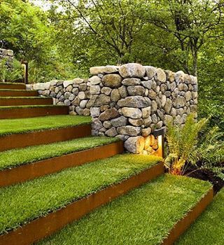 Borde De Jardín De Acero Corten Flexible - 20 Piezas 107.5L X 20cmH, Para Delimitar Césped, Caminos Y Parterres