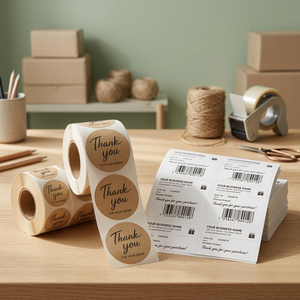 Étiquettes d'expédition personnalisées en forme adhésive, étiquettes de reçu de commande avec code-barres, autocollants pour emballages en papier, étiquettes pour emballages e-commerce - Product Image 3
