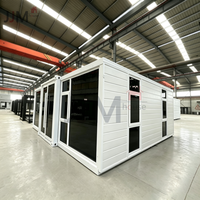 JJM Maisons préfabriquées portables pliantes de 20 et 40 pieds, villas mobiles, bureaux conteneurs extensibles et pliables à 2 ou 3 chambres
