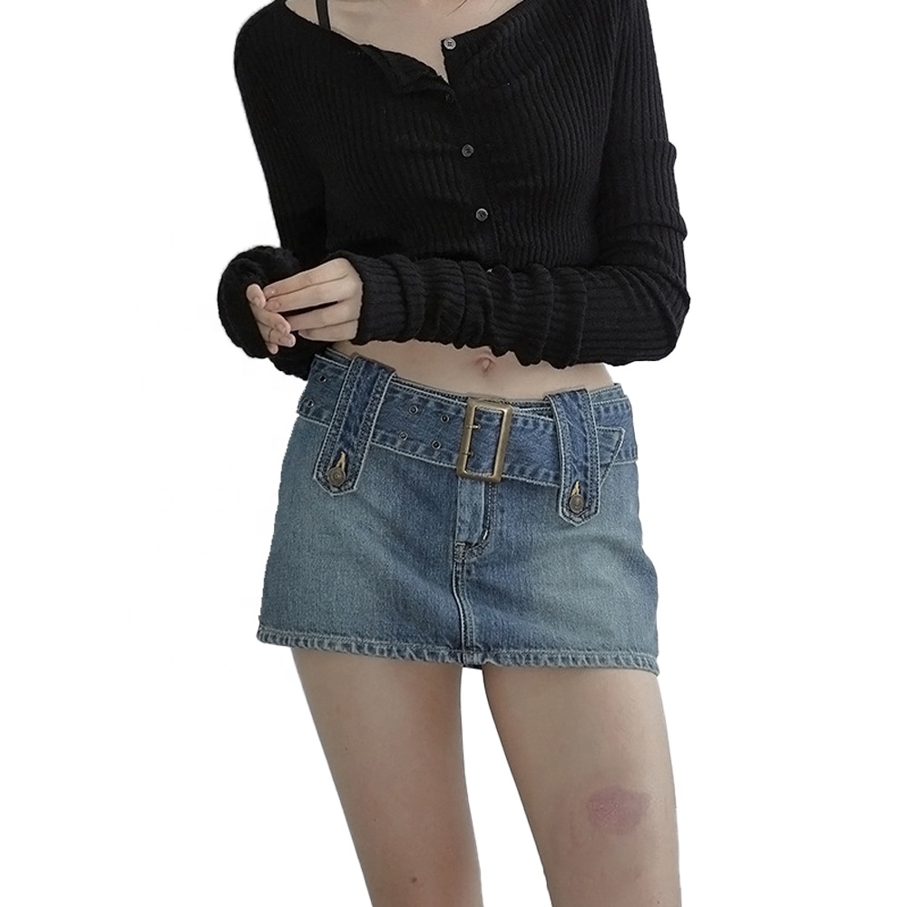 Minifalda De Punto De Mujer Bolsillos Acanalados Slim Solid Minifalda De Punto De Mujer Bolsillos Acanalados Slim Solid