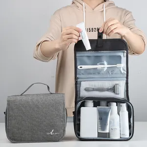 Hanging Toiletry Cosmetics Makeup Bag With 3 Compartments For Full Sized Toiletries And All Your Travel Hygiene Essentials