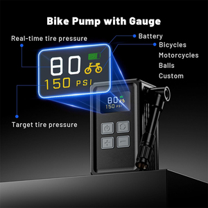 Pompe à vélo 150 PSI avec manomètre numérique, gonfleur de pneus électrique <span class=keywords><strong>pour</strong></span> vélos, <span class=keywords><strong>VTT</strong></span>, vélo de route, mini <span class=keywords><strong>compresseur</strong></span> d'air avec lumière LED - Product Image 4