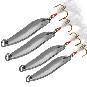 Metal Spinner Colher Pesca Baixo Iscas Hard Iscas Lantejoula Ruído Paillette Pena Treble Gancho Peixe Tackle