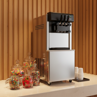 Machine à glace molle verticale trois saveurs (fruits, lait, crème) 220V, faible bruit, en acier inoxydable, auto-refroidissante, nouvelle génération, best-seller