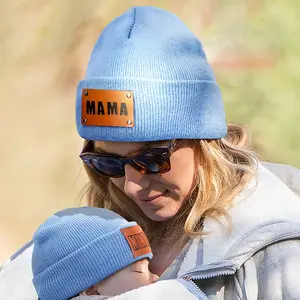 Bonnet en tricot chaud pour la famille, 2 pièces/ensemble, bonnet de ski pour la mère et l'enfant, bonnet d'hiver doux et solide, nouveauté