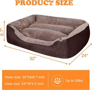 Camas para perros Rectángulo Lavable Cama suave para mascotas Cómodo y transpirable Sofá para mascotas Cama ortopédica para perros medianos - Product Image 3