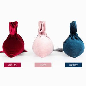 ถุงของขวัญกำมะหยี่สีชมพูฟ้าพร้อมพู่ห้อย ถุงผ้ารูดปิด ป้องกันฝุ่น ทำจากวัสดุปอกระเจา รีไซเคิลได้ เหมาะสำหรับงานฝีมือ - Product Image 3