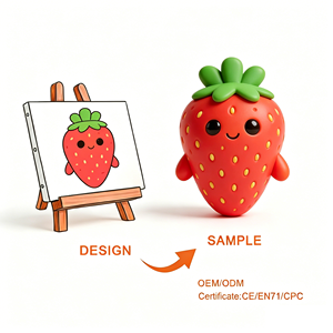 Juguetes de PVC Personalizados en Forma de Fresa Roja Impresos en 3D, Aptos para Diseño OEM de la Serie de Cajas Sorpresa - Product Image 1