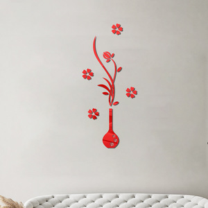 Adesivi Murali a Specchio in Acrilico Combinazione di Cinque Fiori Decorazione per Soggiorno e Camera da Letto - Product Image 4