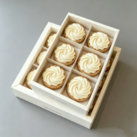 Boîte à tiroir blanche avec poignée pour emballage alimentaire jetable de macarons, cupcakes et gâteaux, biodégradable, qualité alimentaire