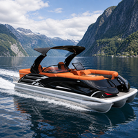 Perahu Pontong Aluminium Desain Baru 22ft, 12 Orang, Dek Pancing, Konsol Layar, Trailer Dapat Disesuaikan (Opsional), Mesin Luar 200HP