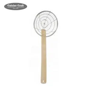 Hot Sale Stainless Steel Wire Strainer Wire Colander Sieve Wire skimmer With Wooden Handle