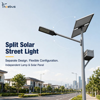 Lampadaire solaire municipal à panneaux séparés 6M30W 7M40W 8M60W 9M80W avec batterie intégrée sur le poteau pour projets d'éclairage routier