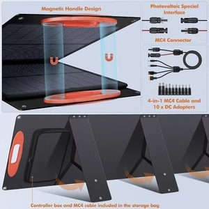 <span class=keywords><strong>Panneau</strong></span> <span class=keywords><strong>solaire</strong></span> pliable 100W |   <span class=keywords><strong>Panneau</strong></span> photovoltaïque portable extérieur IP67 en <span class=keywords><strong>silicium</strong></span> monocristallin, efficacité de 23 %, laminé ETFE, avec câble 4 en 1 - Product Image 6