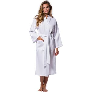Albornoz Kimono de Waffle Ligero Personalizado al por Mayor para Mujer, de Algodón Suave, Unisex, de Lujo para Adultos - Product Image 1