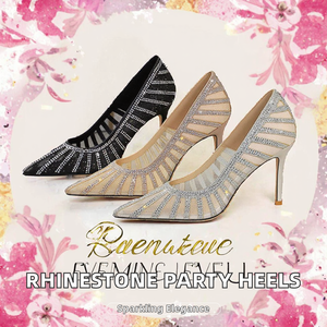 Escarpins élégants à strass et maille sexy pour femme, à bout pointu, talon aiguille, à enfiler, polyvalents, pour le printemps, l'été et l'automne, chaussures de soirée - Product Image 2