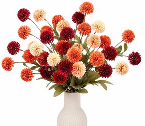 Fleur en soie artificielle, pissenlit à 5 têtes, chrysanthème de table, mini boule de couleur automne, pour décoration de mariage et de salon - Product Image 6