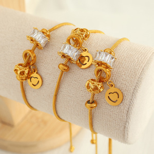 <b>Adjustable</b> Gold <b>Bracelet</b> Heart Shape Zircon Charm Jewelry Gift for Women Fashion Charm <b>Bracelets</b> - Product Image 1