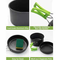 DS308 Batterie de cuisine compacte et portable en aluminium avec bouilloire pour le camping en plein air