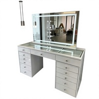 Table de maquillage blanche avec miroir, bureau de coiffure avec tiroirs de rangement pour chambre à coucher et salon