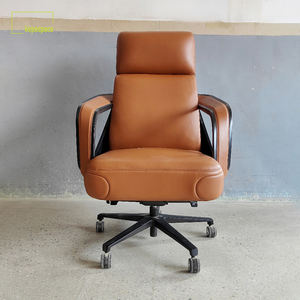 Chaise de bureau de direction KEPO Furniture, luxe italien, finition brillante orange, chaise de bureau moderne ergonomique en cuir de haute qualité pour la maison - Product Image 5