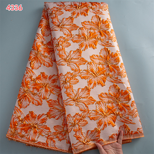 Tessuti in Pizzo Damascato Africano 4336, Broccato Jacquard Nigeriano, Ultima Collezione 2025, Pizzo Dorato Francese per Abiti da Sposa - Product Image 6