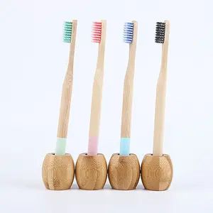 Yumuşak kıl renk boya yuvarlak kolu vida bambu diş fırçası seyahat diş fırçası