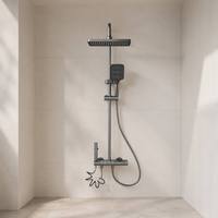 Ensemble de douche de luxe 4320 mural pour salle de bain, système de robinetterie de douche à effet pluie avec 4 sorties d'eau à touches piano