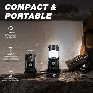 Lanterne de camping portable multifonctionnelle RTS, étanche IP44, rechargeable par USB, LED solaire, certifiée CE, à intensité variable - Product Image 6