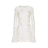 Commerce extérieur haut de gamme européen et américain : Nouvelle collection de chemisiers sexy en dentelle brodée florale, anti-statique, à manches longues, coupe ajustée, sans col, pour le printemps.