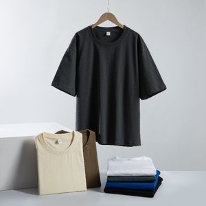 Magliette da uomo Boutique 300 grammo 100% cotone Oversize a tracolla con logo personalizzato camicie bianche all'ingrosso - Product Image 5