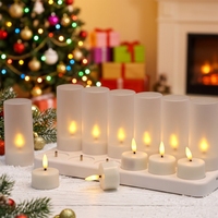 Nouvel ensemble rechargeable de 12 bougies chauffe-plat LED électriques sans flamme, blanc chaud scintillant, pour la décoration intérieure