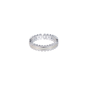 Bague de mode pour femme, émail blanc, zircon cubique, bord festonné, double rangée pavée, large <span class=keywords><strong>bande</strong></span> ouverte, bague éternité, bijoux de mariage - Product Image 6
