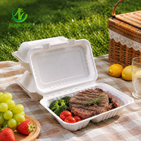 Boîte à emporter en bagasse Sumkoka, écologique et biodégradable, 9x6 pouces, type européen, pour l'emballage alimentaire, emballage alimentaire biodégradable