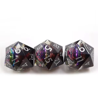 Set Dadu Inti Cair DND untuk Permainan Papan RPG Dungeons and Dragons, Dadu Resin Tajam, Dadu Mata Naga