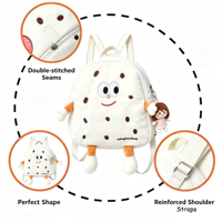 Sac à dos en peluche en forme de biscuit crème, design personnalisé de personnage alimentaire, pour adolescents et enfants, idéal pour les voyages en extérieur, cadeau, grande quantité disponible