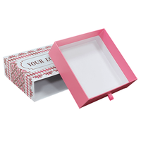 Boîtes cadeaux personnalisées de Noël, couleur rose, laminage mat coloré, doublure en éponge, boîtes rigides à glissière, emballage de luxe avec tiroir coulissant