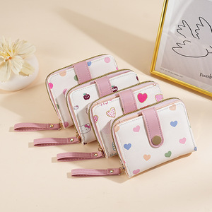 Cartera Pequeña con Diseño de Corazón Estilo Japonés para Estudiantes, Cartera Kawaii con Gato Rosa, Tarjetero con Múltiples Ranuras para Chicas - Product Image 1