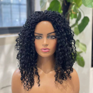 Short Kinky Curly Afro Half <b>Wig</b> Drawstring Cap Synthetic Clip in U Part Hair Extension Piece - Product Image 3