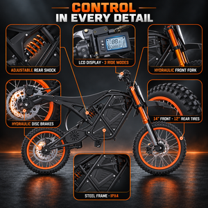 Vélo électrique tout-terrain hybride 2027 GT2000 48V 20Ah 14 pouces avec moteur central - Product Image 3
