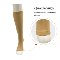 Chaussettes de compression médicales avec fermeture éclair, chaussettes de compression 15-20 mmHg à hauteur du genou pour femmes et hommes, chaussettes de soutien ouvertes pour les varices