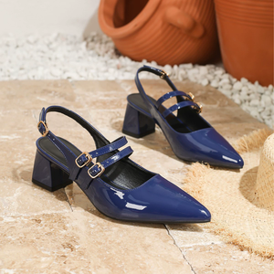 Yaz Patent deri <span class=keywords><strong>Slingback</strong></span> artı boyutu 36-45 kadınlar yüksek topuklu sandalet sivri burun yüksek üst açık pompalar - Product Image 5