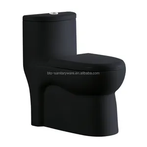 BTO America Style porcelana wc preto fosco com descarga dupla moderno p-trap vaso sanitário sanitário de banheiro de uma peça